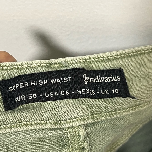 Stradivarius Super High Waist Skinny Jeans Green EUR 38 / US 6 - Picture 6 of 8